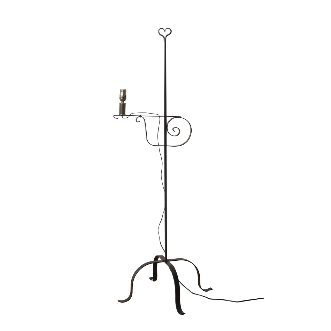 Wrought Iron Adjustable Floor Lamp 57 inch Amish Heart Top Reading Light